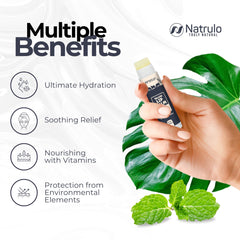 Natrulo beef tallow lip balm tube with peppermint aroma and long-lasting wear.