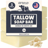 Natrulo beef tallow soap bar unscented close-up for sensitive skin