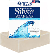 Natrulo Colloidal Silver Soap Bar unscented 4oz packshot for versatile cleansing