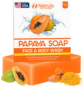 Natrulo Papaya Soap Bar close-up showing brightening formula for even-toned skin.