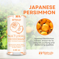 Natrulo Persimmon Deodorant packaging highlights natural ingredients.