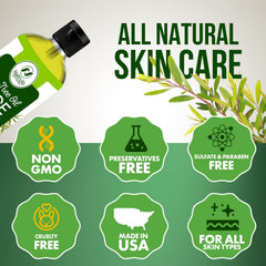 Natrulo Tea Tree Oil Face Wash texture shows a gentle liquid base.
