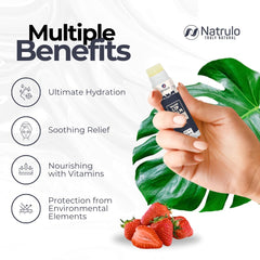 Natrulo vitamin-infused lip balm highlights vitamins A, D, E, K.
