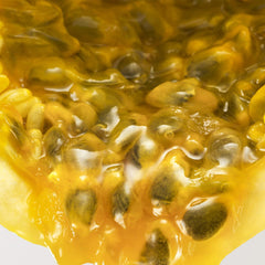 Natura exfoliating gel foam closeup illustrating refreshing tropical scent.