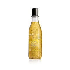 Natura Passion Fruit exfoliating shower gel bottle shows natural exfoliation for smoother skin.