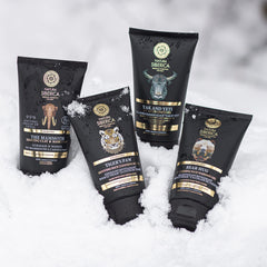 Natura Siberica Men Yak and Yeti gel texture swatch highlights cooling relief.