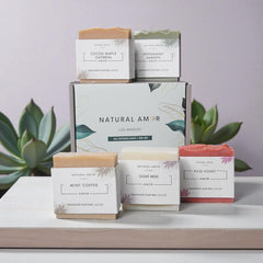 Natural Amor Los Angeles olive oil and coconut oil bar, highlighting natural ingredients.