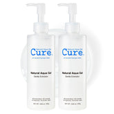 Natural Aqua Gel Cure bottle on shelf, signaling a gentle exfoliation option.