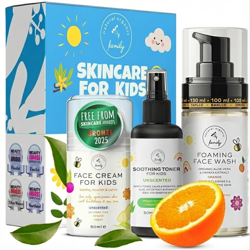 The Natural and Organic Family kids foaming wash pump for gentle cleansing daily.