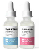 Natural Outcome hydrating hyaluronic acid serum bottle highlighting deep hydration for plump skin