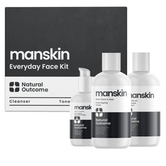 Natural Outcome men's skin care kit box shown as premium gift set for daily grooming