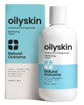 Natural Outcome Oily Skin Toner bottle closeup showing matte finish and shine control.