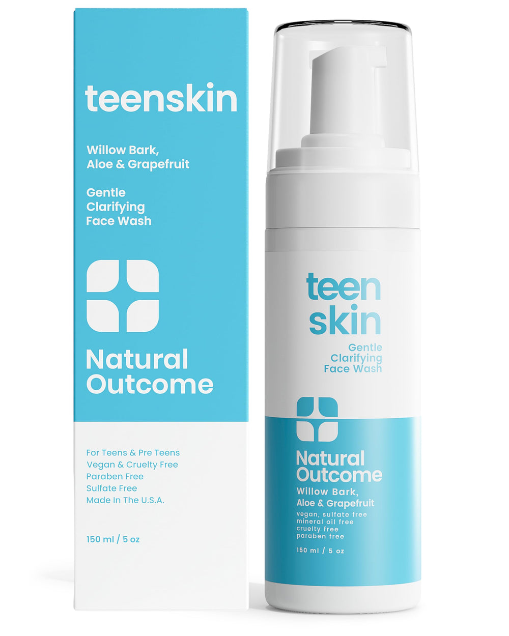 Natural Outcome Teen Skin Face Wash bottle for gentle daily cleansing.
