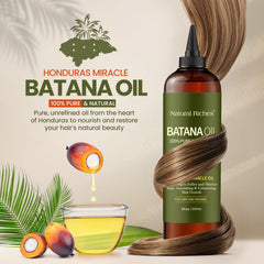 Natural Riches Batana oil pour demonstrates easy application for scalp and hair hydration.