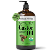Natural Riches castor oil in amber bottle preserves freshness for daily use.
