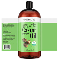 Natural Riches Organic Castor Oil pour cap for easy application
