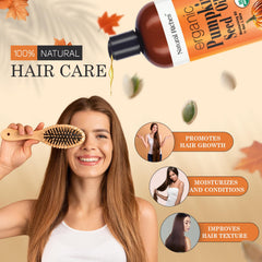 Natural Riches pumpkin seed oil on hair application for shine and conditioning.