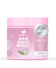 Natural sant Hair Mask bottle pour shows onion, rosemary and argan infusion for nourishment.