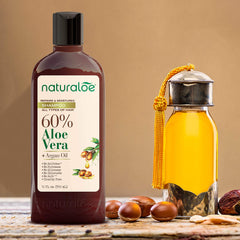 Naturaloe Aloe Vera Gel active ingredients label highlights nourishing components for scalp.