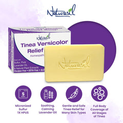 Naturasil tinea versicolor bar on sink ready for regular cleansing routine