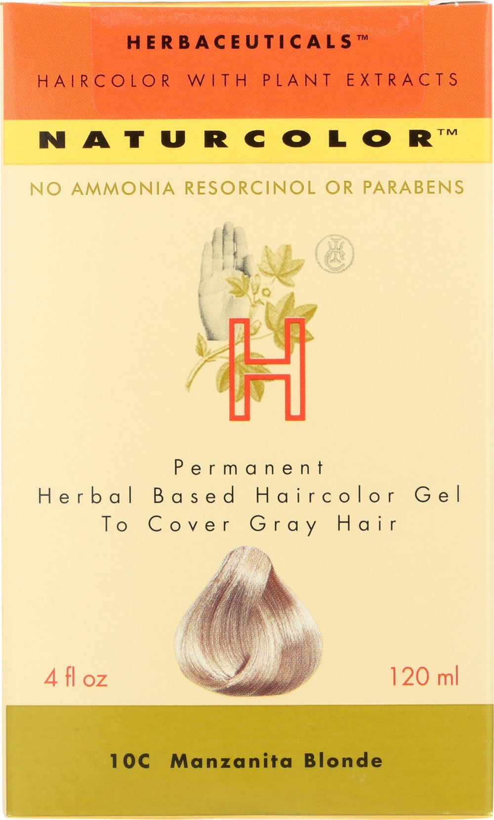 naturcolor Manzanita Blonde bottle demonstrates gentle, ammonia-free permanent color.