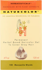 naturcolor Manzanita Blonde bottle demonstrates gentle, ammonia-free permanent color.
