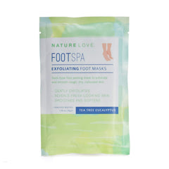 Nature Love foot mask booties on feet for easy use