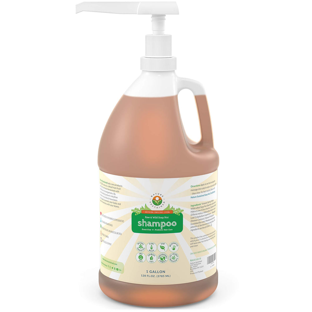 Nature Sustained organic shampoo gallon with pump for easy bulk refills.