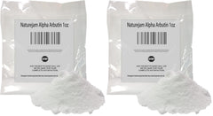 Naturejam Alpha Arbutin powder bottle close-up for even skin tone support.
