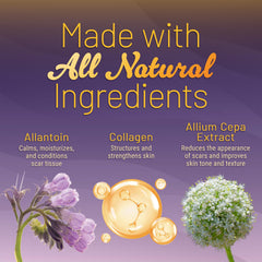 Texture closeup of Natureplex Scar Gel showing clear, fast-absorbing formula.