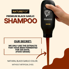 Naturepop Black Garlic Shampoo ingredients label highlights vegan formula.