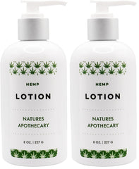 Nature's Apothecary hemp-patchouli lotion pack-2 shot for silky, hydrated skin.
