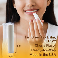 Cherry flavored balm ready for easy application and gifting.