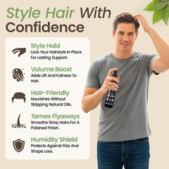 Nature's Brands Organic Hair Spray biotin-detail close-up emphasizes nourishing benefits without heavy buildup.