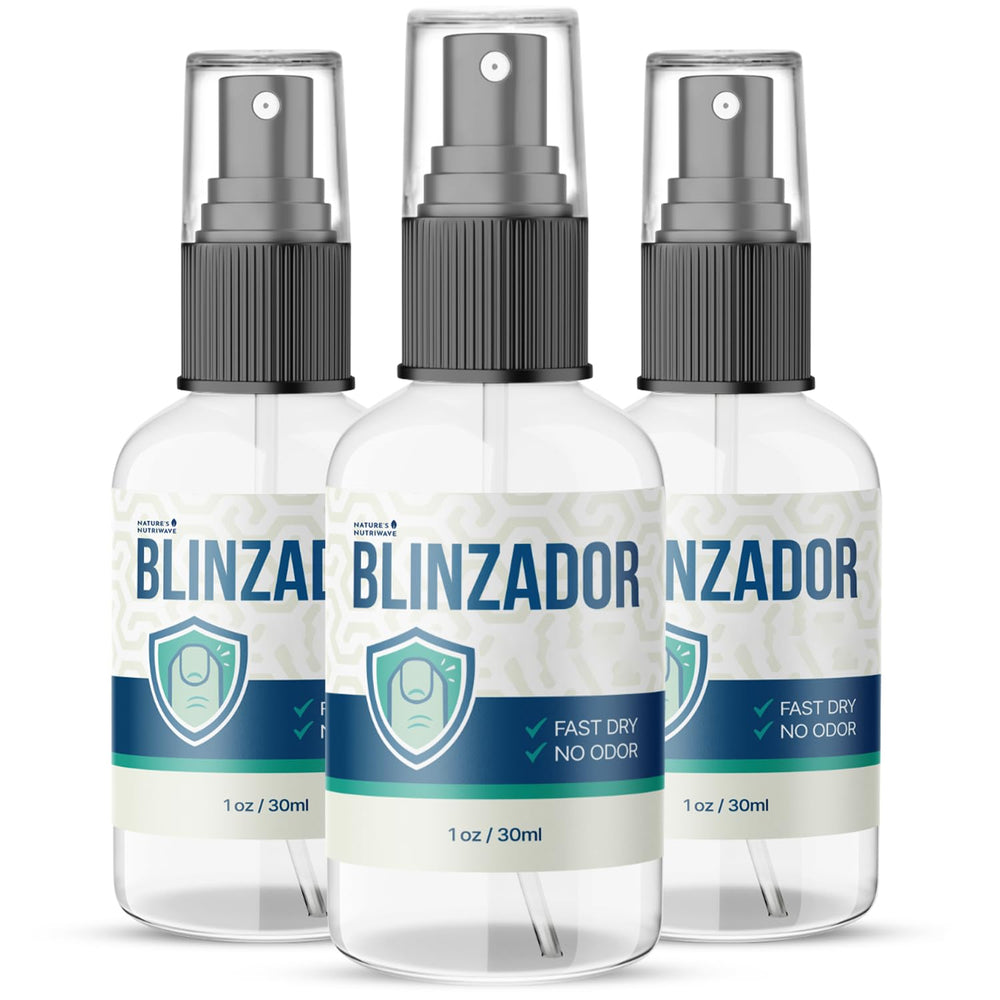 Nature’s NutriWave Blinzador spray bottle application for quick, mess-free foot and nail care.