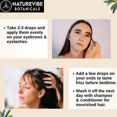 Naturevibe Botanicals Castor Rosemary Oil label highlights a pure, additive-free formula.