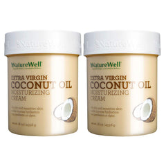 NatureWell Coconut MCT Moisturizing Cream bottle delivers lasting hydration for all skin types.