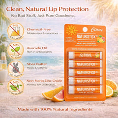 Naturistick SPF30 lip balm texture close-up showing hydration