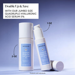 Naturium Quadruple Hyaluronic Serum applied on face shows layering with moisturizer.