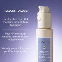 Naturium Quadruple Hyaluronic Serum gel texture close-up demonstrates hydration.