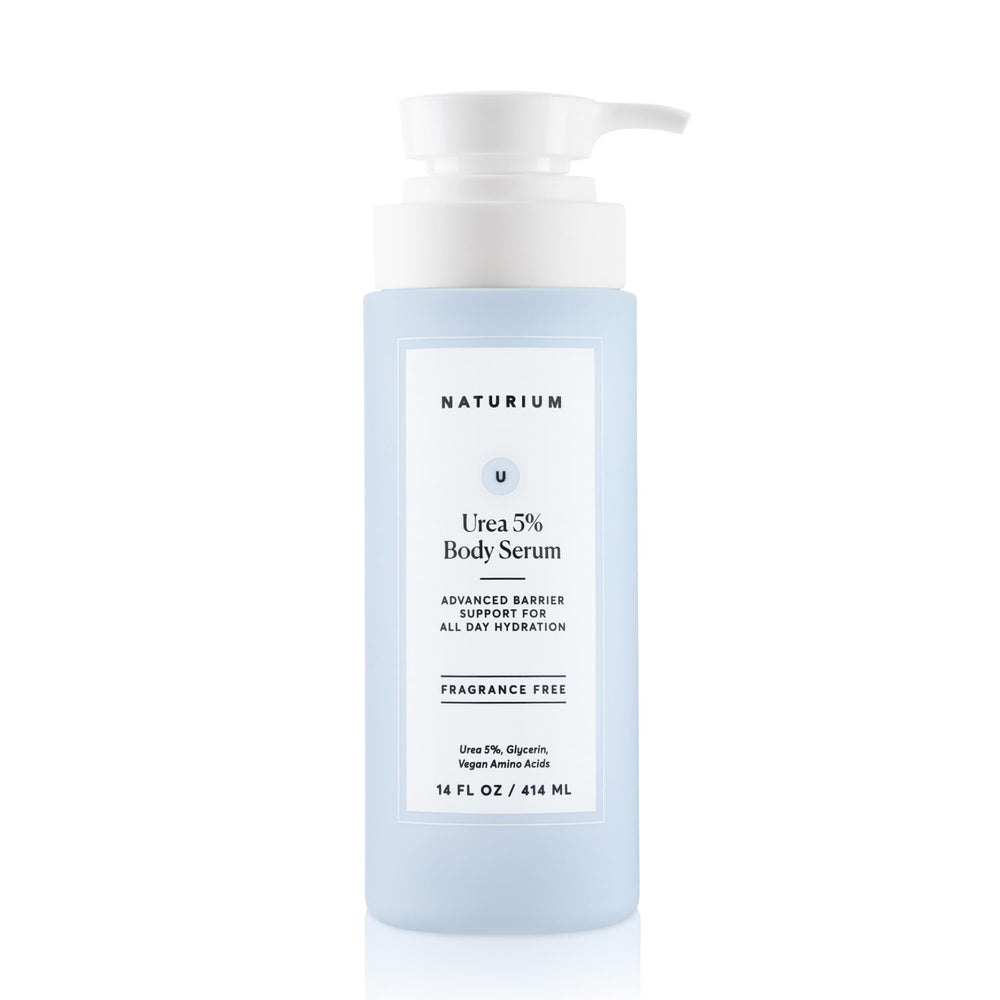 Naturium Urea 5% Body Serum bottle showing lightweight hydration for dry skin.