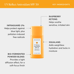 Naturium UV Reflect Antioxidant SPF 50 label highlights broad spectrum protection