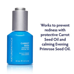 Naturopathica carrot seed face oil drops close-up for quick absorption.