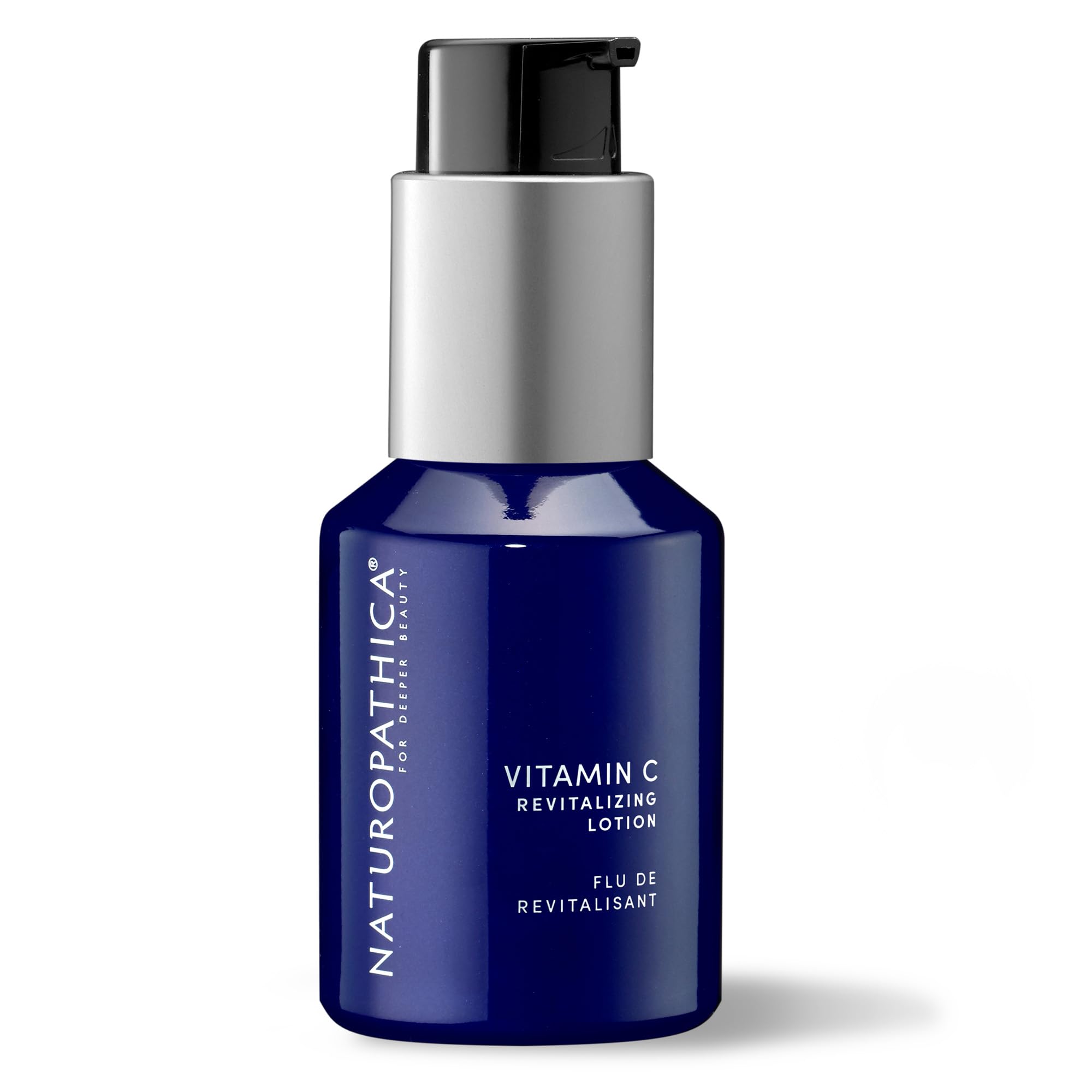 Naturopathica Vitamin C Revitalizing Lotion bottle close-up showing lightweight daily hydration.