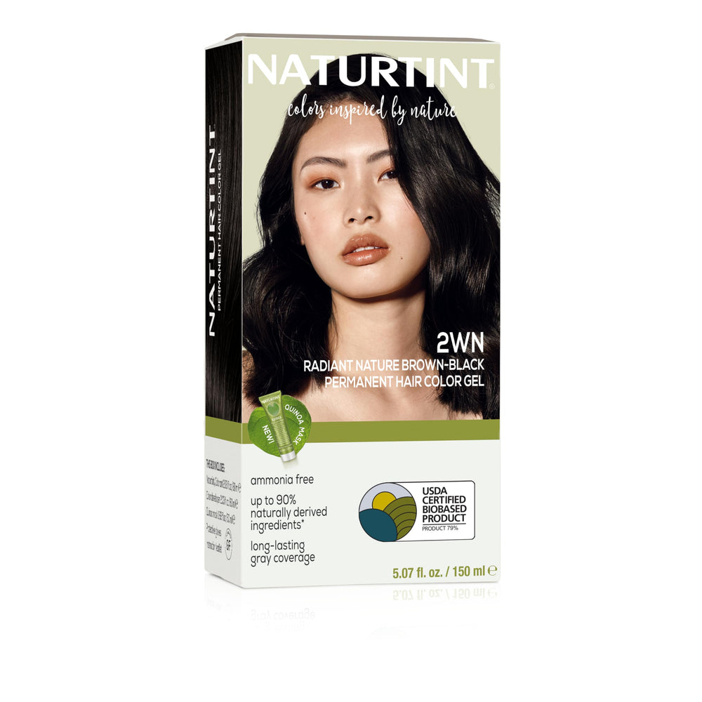 Naturtint 2WN Radiant Nature Brown Black bottle shows ammonia-free color for salon-grade results