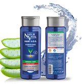 NaturVital shampoo bottle showing Aloe Vera and Ginseng formula for daily cleansing.