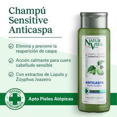 NaturVital anti-dandruff shampoo foam showing creamy lather for gentle cleansing