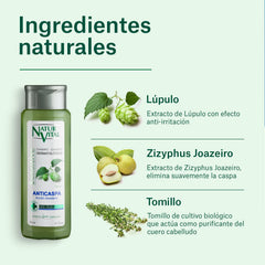 NaturVital anti-dandruff shampoo pour captured during a shower for easy use