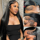 Nawpum 24 inch lace front wig in natural black for seamless blending.