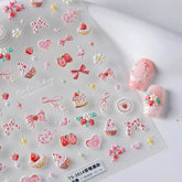 NBNTGH 5D embossed pink nail stickers for quick salon-style nails